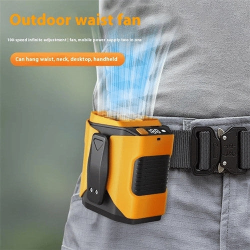 🔥Last Day 49% OFF🔥Portable Fan, USB Rechargeable Waist Fan with Clip & Power Bank, Personal Cooling Fan for Outdoor Travel Camping