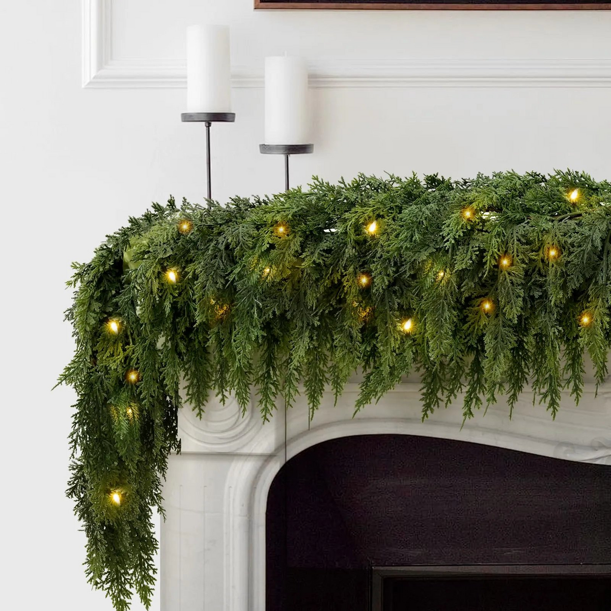 💥6 FT Artificial Cedar Garlands – Real Touch Winter Greenery