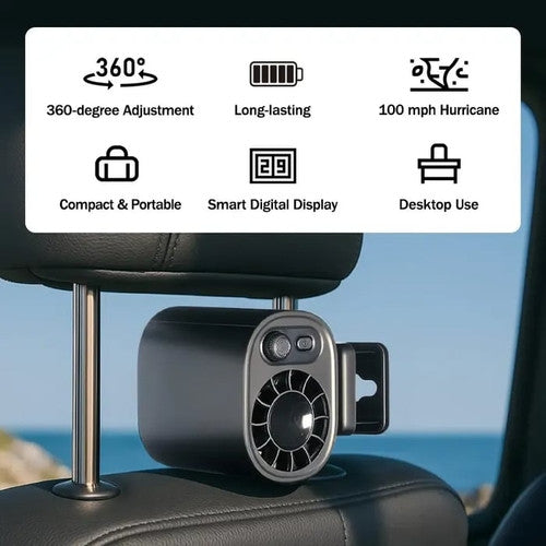 🏆 50K+ SOLD! – Almost Gone💨 AirFlex Car Fan 360°🔄| LED Display📈| USB⚡