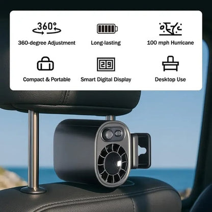 🏆 50K+ SOLD! – Almost Gone💨 AirFlex Car Fan 360°🔄| LED Display📈| USB⚡