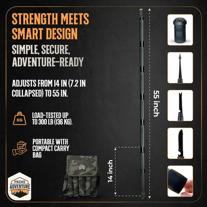 Tactical Hiking Stick w/ Integrated Survival Kit