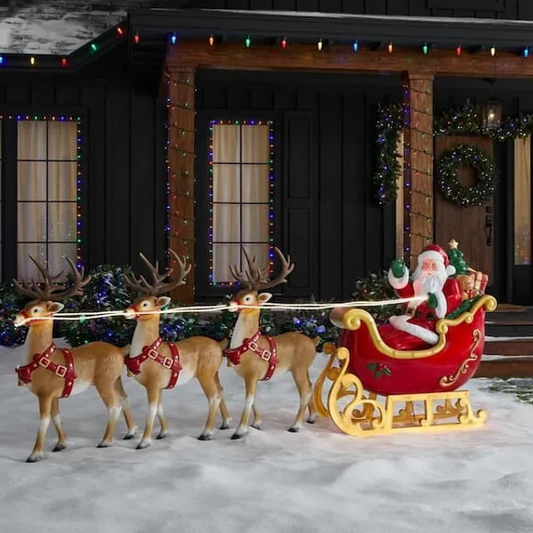 Free Shipping - Santa’s Sleigh with Reindeer Holiday Decoration Christmas 2025
