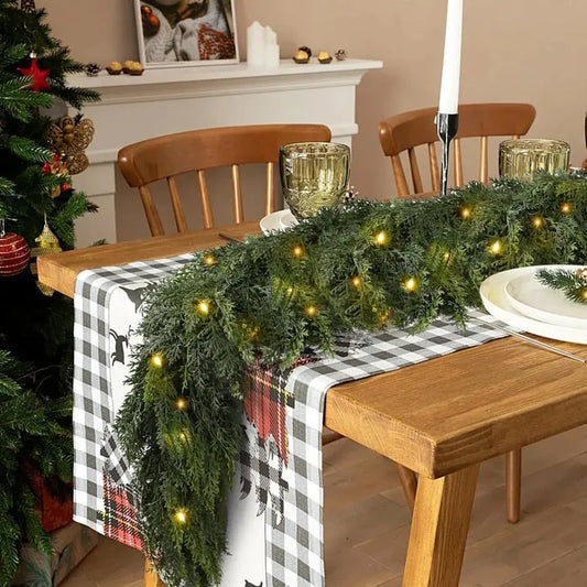 💥6 FT Artificial Cedar Garlands – Real Touch Winter Greenery