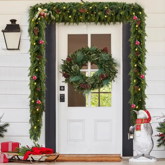 💥6 FT Artificial Cedar Garlands – Real Touch Winter Greenery