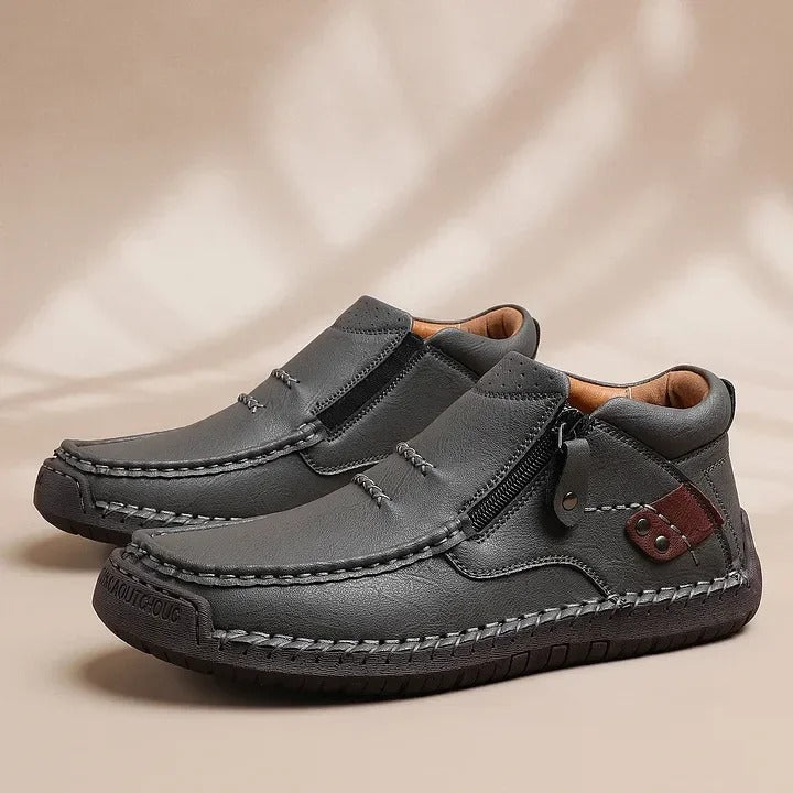 ⏰Limited Time Sale 50% OFF-Men’s Handmade Premium Leather Slip-On Driving Boots – Wide Toe, Arch Support