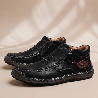 ⏰Limited Time Sale 50% OFF-Men’s Handmade Premium Leather Slip-On Driving Boots – Wide Toe, Arch Support