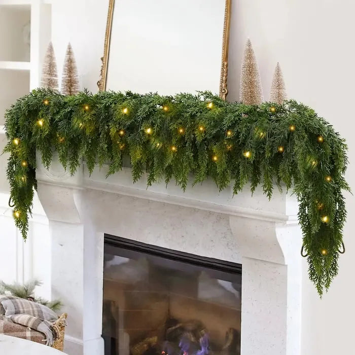 💥6 FT Artificial Cedar Garlands – Real Touch Winter Greenery