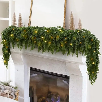 💥6 FT Artificial Cedar Garlands – Real Touch Winter Greenery