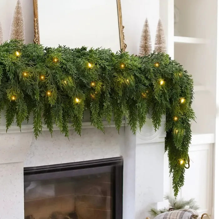 💥6 FT Artificial Cedar Garlands – Real Touch Winter Greenery