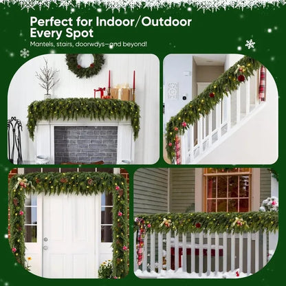 💥6 FT Artificial Cedar Garlands – Real Touch Winter Greenery