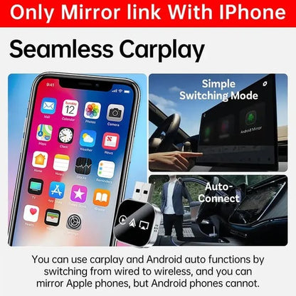 2025 Upgrade 3 in 1 Screen Mirror iOS Phone, wired to wireless Carplay adapter