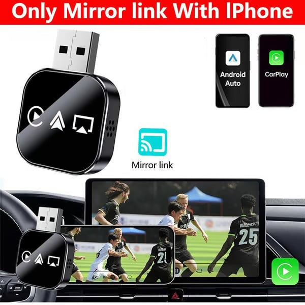 2025 Upgrade 3 in 1 Screen Mirror iOS Phone, wired to wireless Carplay adapter
